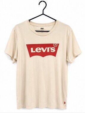 Levi's Men's Cream Tee with Red Logo